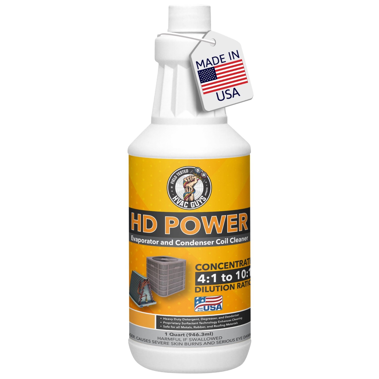 Powerful AC Coil Cleaner for Condensers & Evaporators | No Rinse | 1 Quart