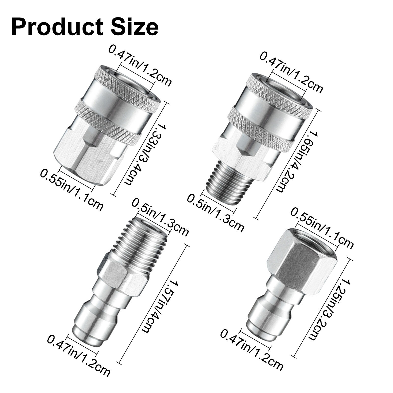 4Pcs NPT 1/4 Inch Pressure Washer Adapter Stainless Steel Quick Connect Fitting