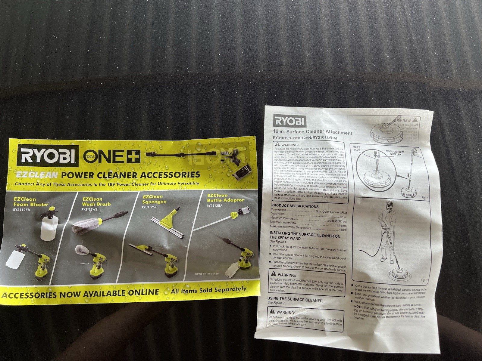 Ryobi 12 in 2300 PSI Electric Pressure Washer Surface Cleaner RY31012 USED