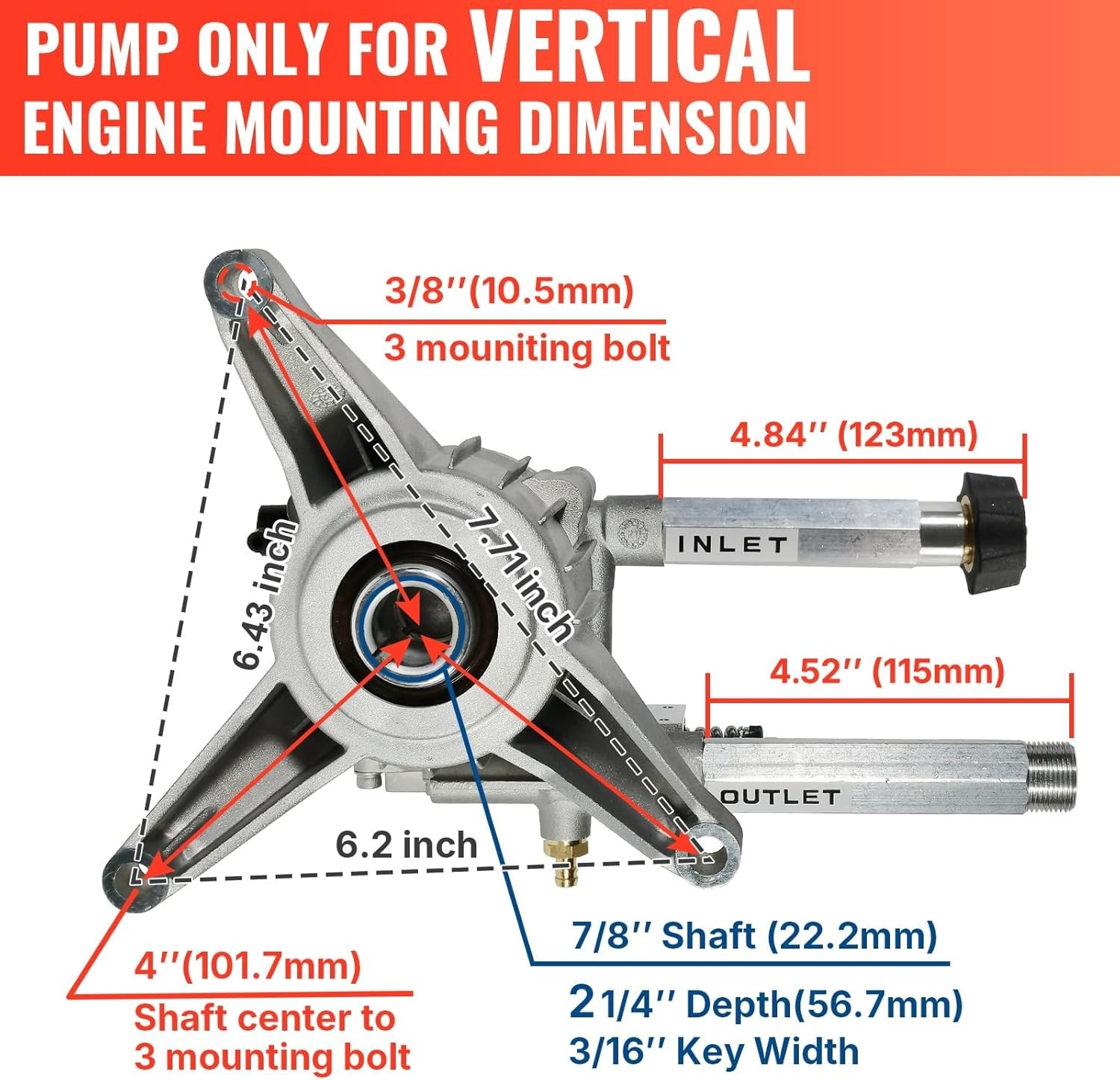 3000 Psi 7/8″ Pressure Washer Pump For Craftsman CMXGWAS020733, CMXGWAS020734