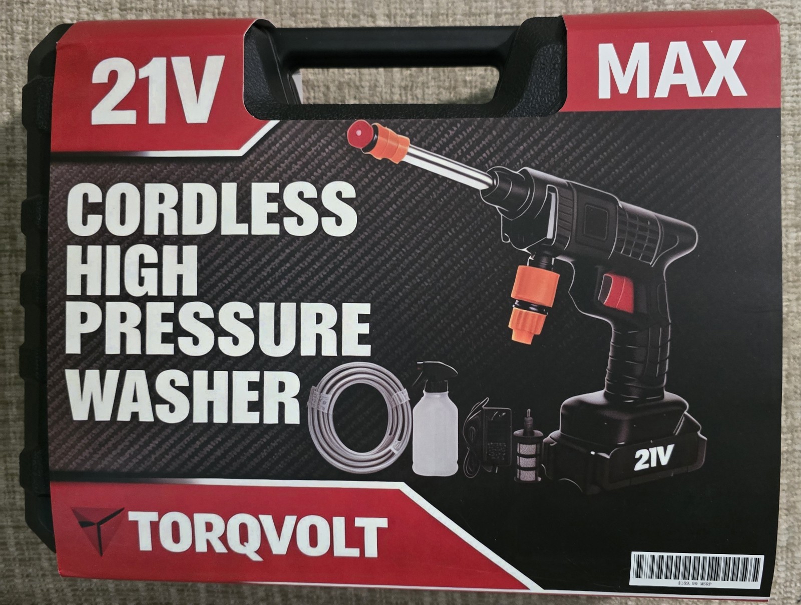 TORQVOLT 21V Cordless Battery Cold Water Pressure Washer w/ Hose, 653 PSI New