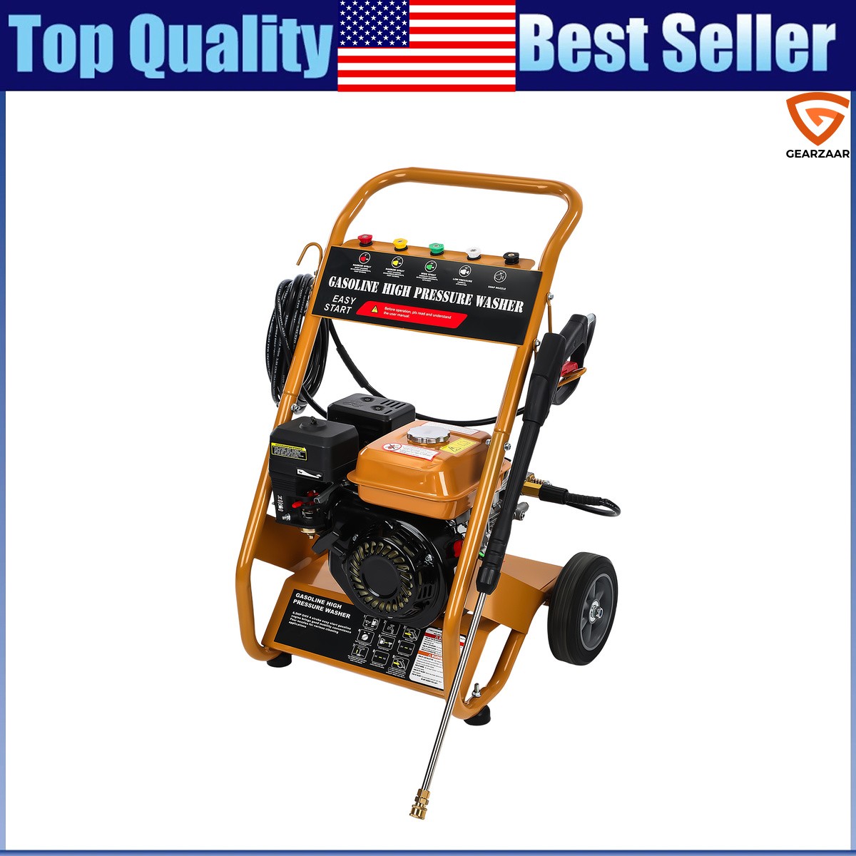 3950 PSI Gas Pressure Washer 5 Nozzles Gas Powered Washer 6.5HP 2.6 GPM 4-Stroke