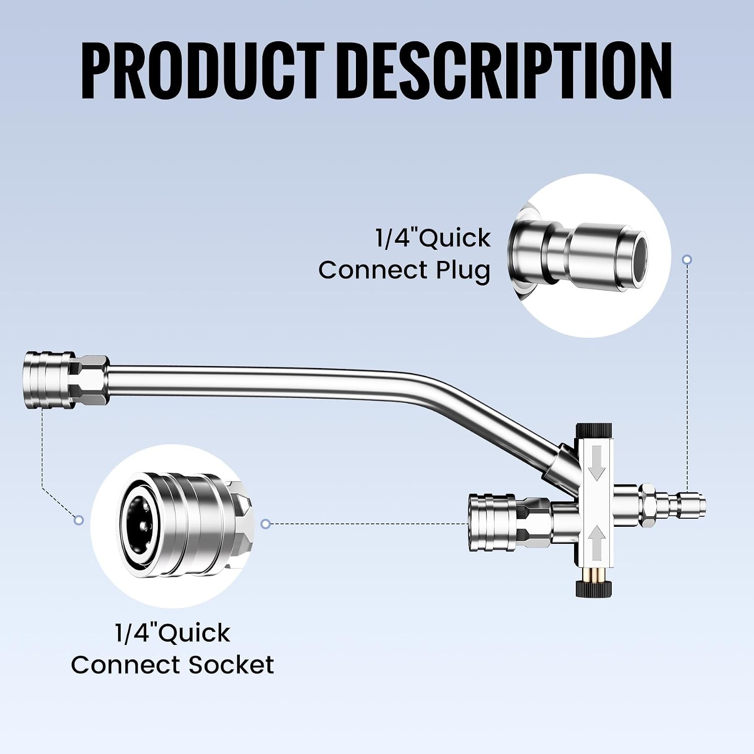 1000-3000 PSI Short Pressure Washer Gun with Foam Cannon, 1/4 Inch Quick Connect