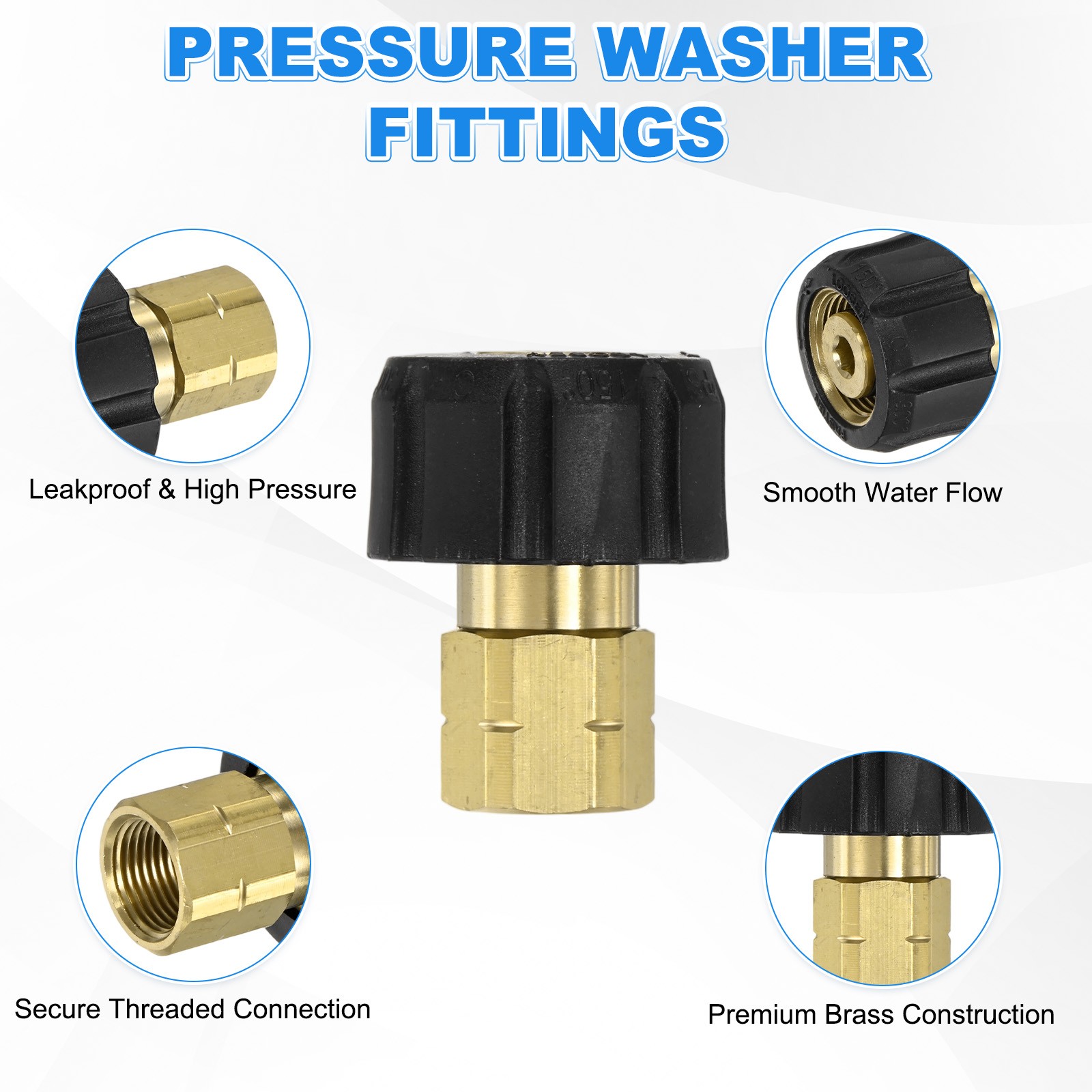 1-Pack M22 15mm Female to 3/8 Inch Female Thread Pressure Washer Fittings