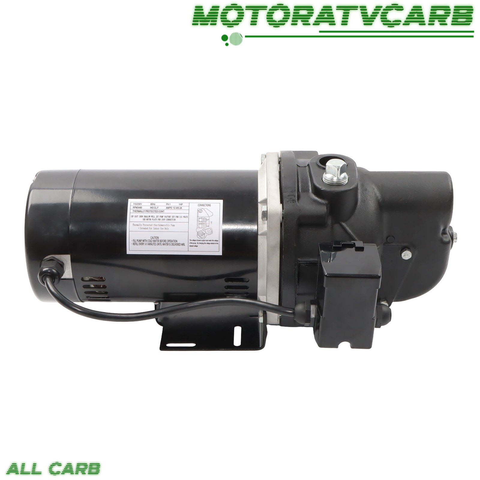 ALL-CARB Heavy Duty SWS100 1 HP Shallow Well Jet Pump 510 GPH 115/230V 3480RPM
