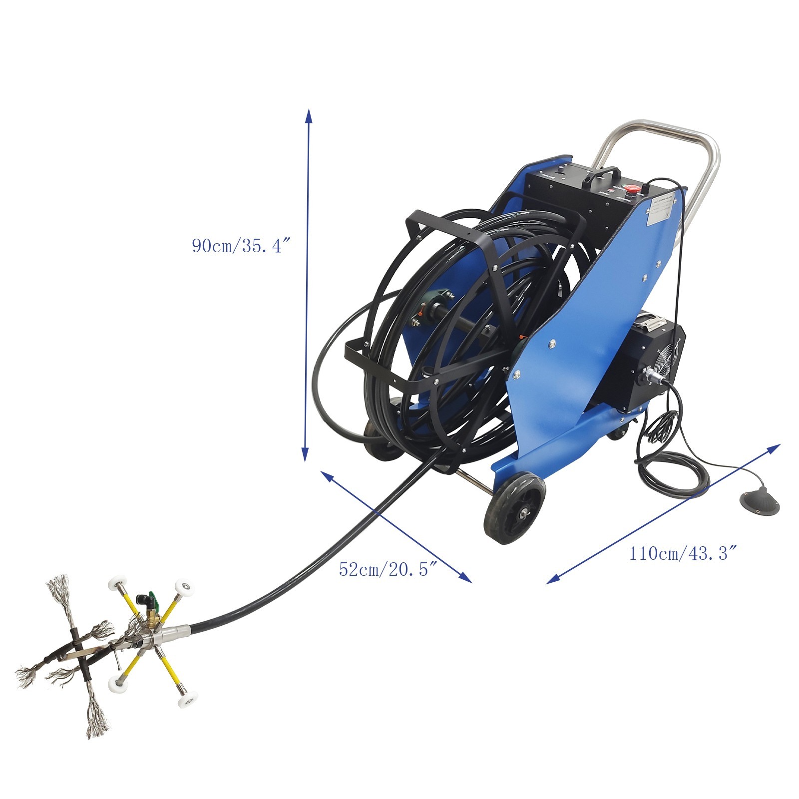 220V Commercial Kitchen Oil Fume Duct Cleaning Machine 6 Brushes suit 100-800mm