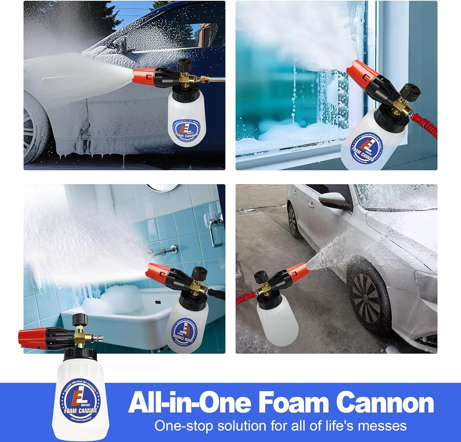 Foam Cannon for Pressure Washer, 1 Liter Bottle, 1/4 Inch Quick Connector, Profe