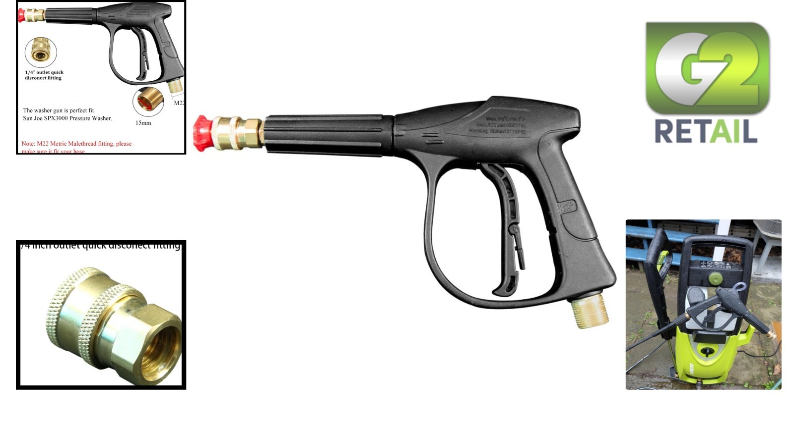 Replacement Car High Pressure Washer Gun for Sun Joe SPX3000, OPACC 3000PSI for