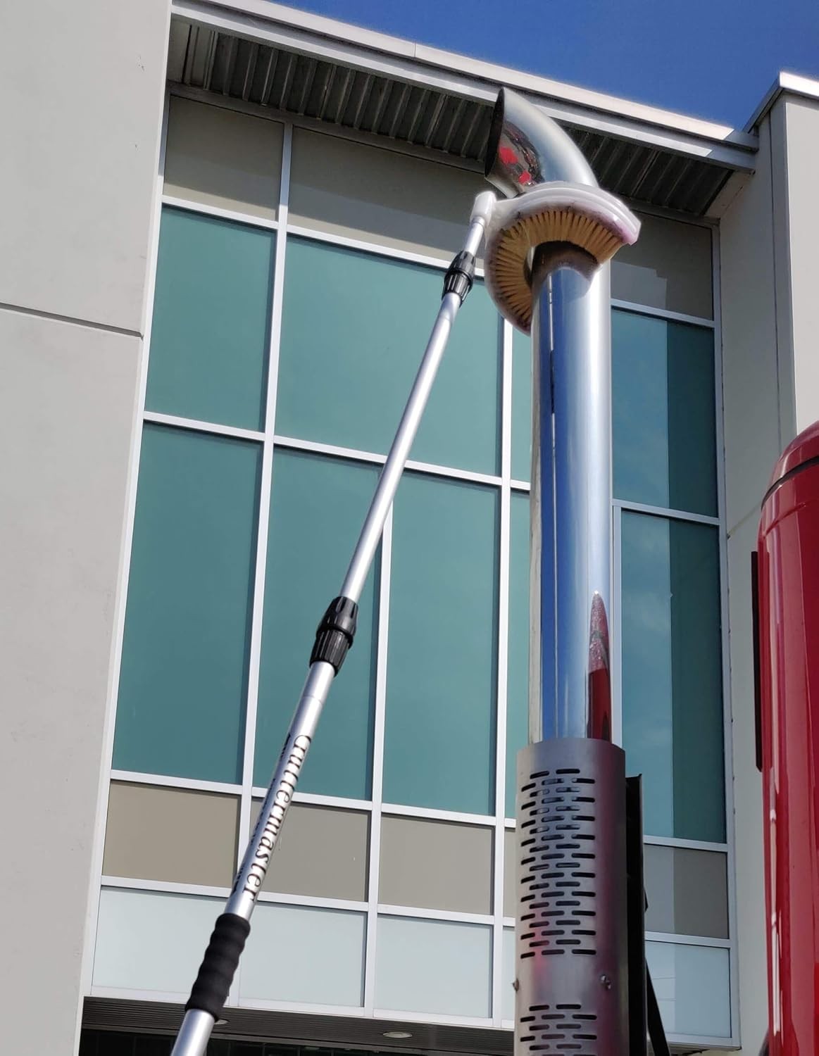 Teravan Curved Wash Brush for Exhaust Stack Pipes 8-10", Gray, Yellow