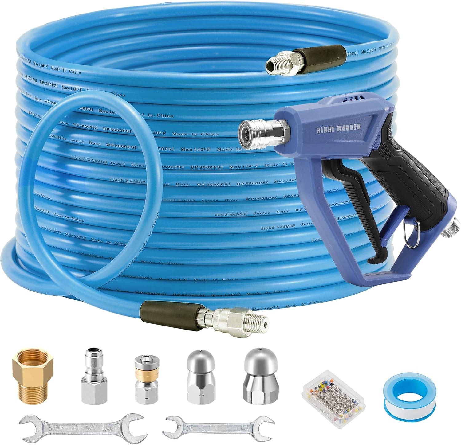 Sewer Jetter Kit for Pressure Washer 150FT,3600 PSI Drain Cleaning Hose