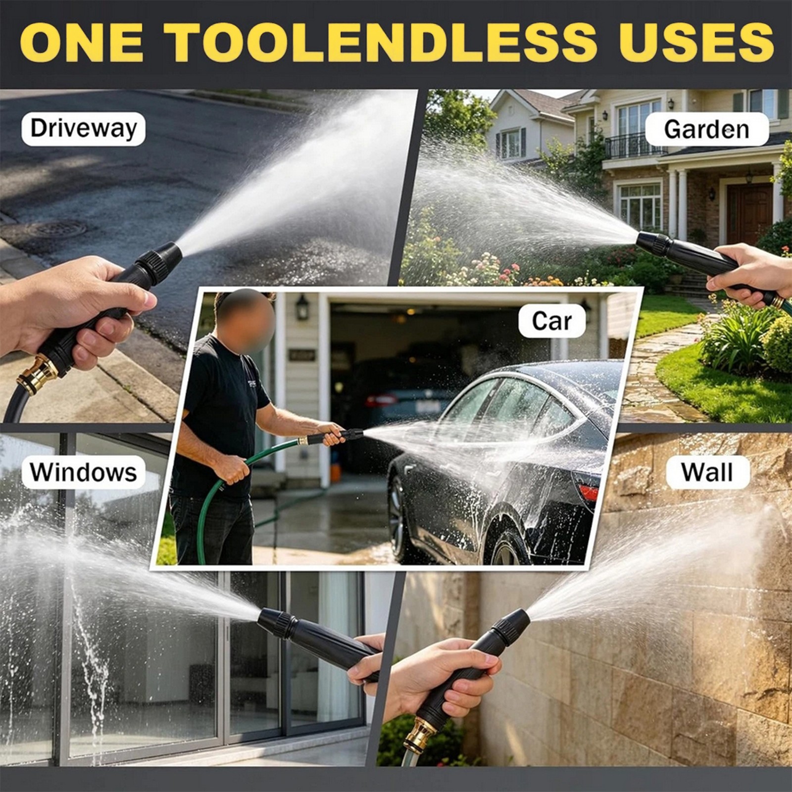 High Pressure 11 Bar Booster Water Gun Nozzle Jet for Car Wash Garden Cleaning