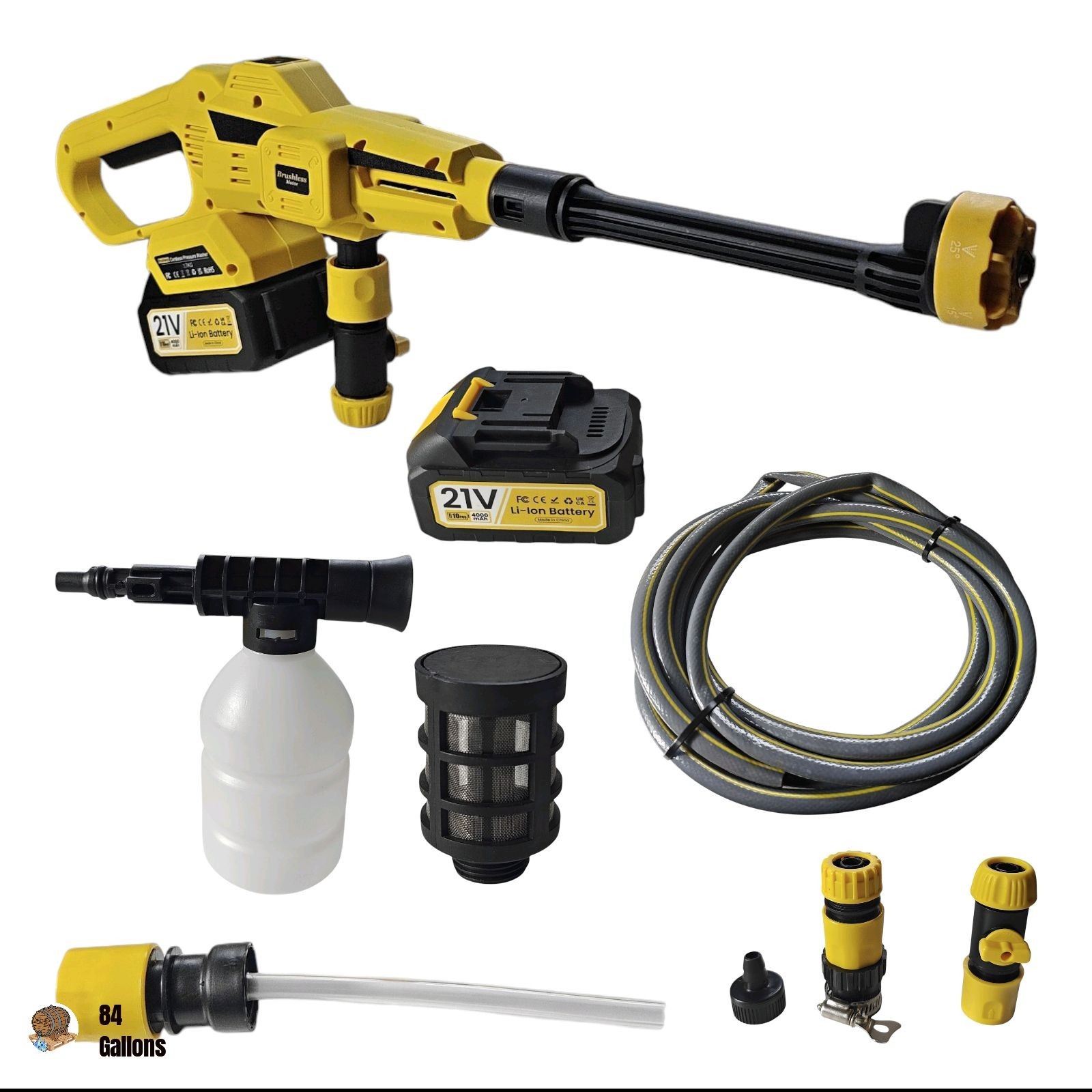 Handheld Cordless Pressure Washer with 2 x 4000mAh Batteries & Max 652 PSI