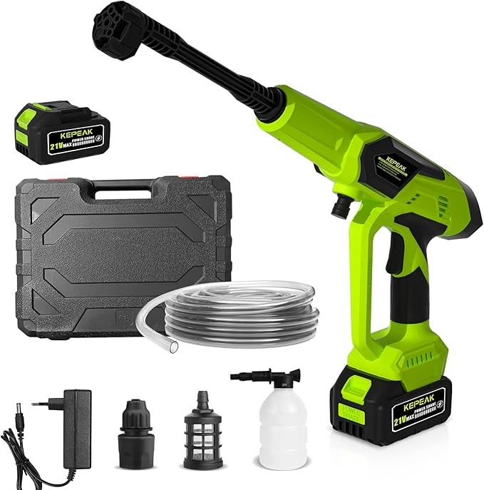 1450PSI Cordless Pressure Washer Portable Power Washer w/6-in-1 Nozzle for House