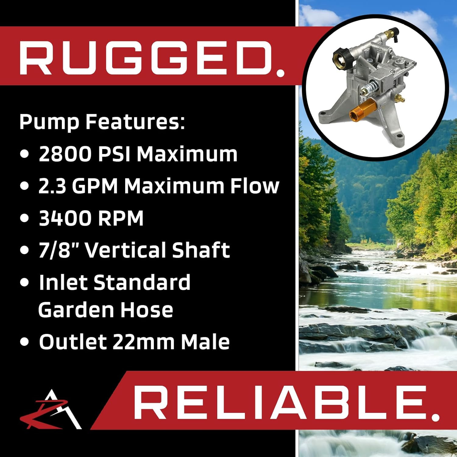 2800 PSI 2.3 GPM Vertical 7/8″ Shaft Pressure Washer Pump | Compatible with Home