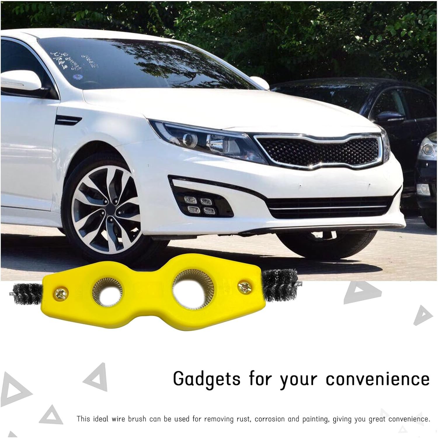 Car Battery Terminal Cleaning Brush, 4 in 1 Anti-Rust Auto 1 PC, Yellow