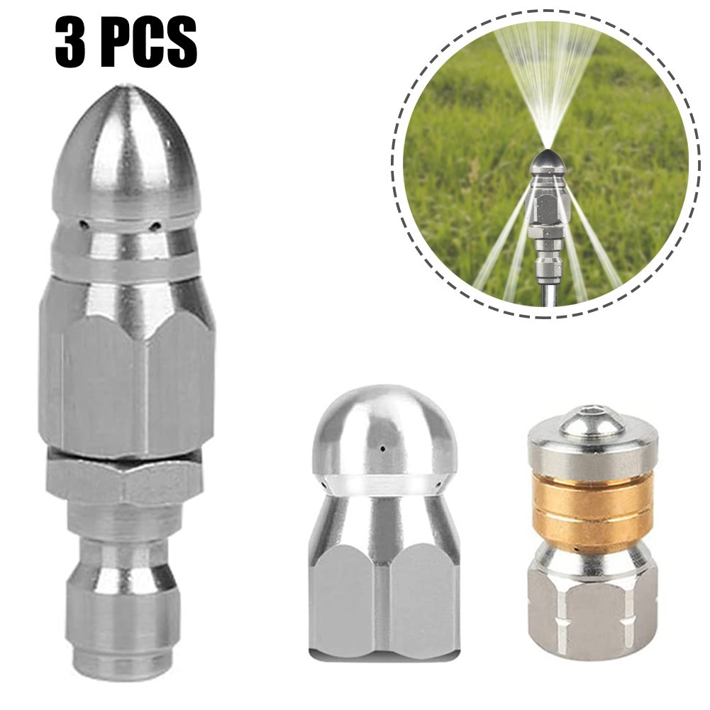 3 PCS For Sewer Jetter Rotary Nozzle 1/4 In Pressure Washer Hose Quick Connect