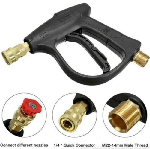 1/4″ High Pressure Washer Gun 4000 PSI Car Wash Foam Spray Short Wand w/5 Nozzle