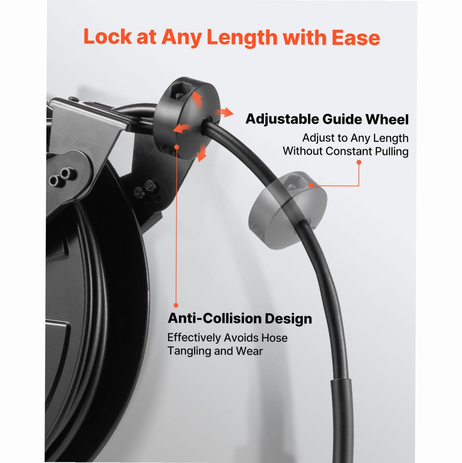 Pressure Washer Hose Reel 50ft 3/8in Auto-Rewind 4000PSI