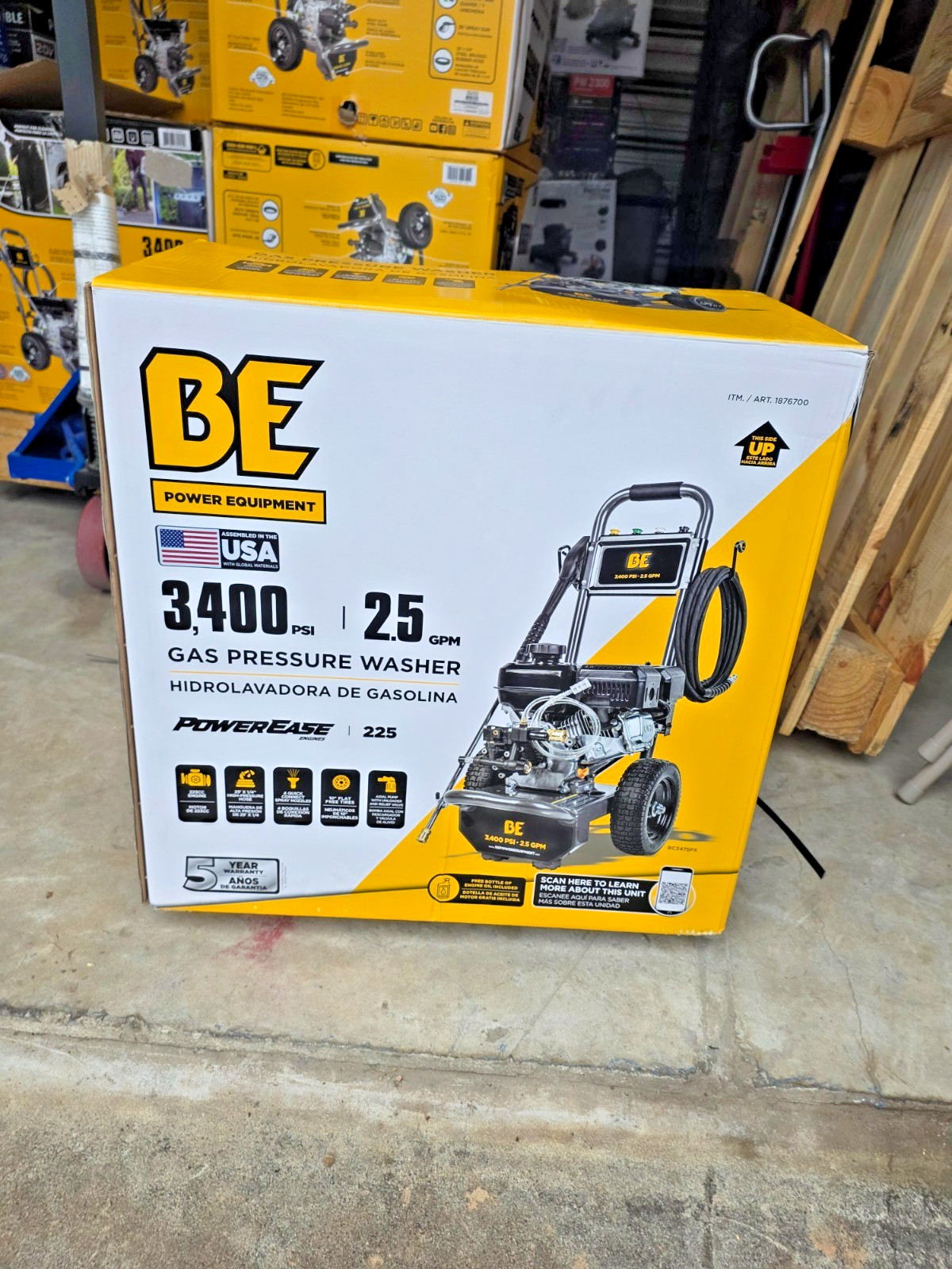 BE Power 3400 PSI 2.5 GPM Gas Pressure Washer 223cc Cold Water Axial Pump