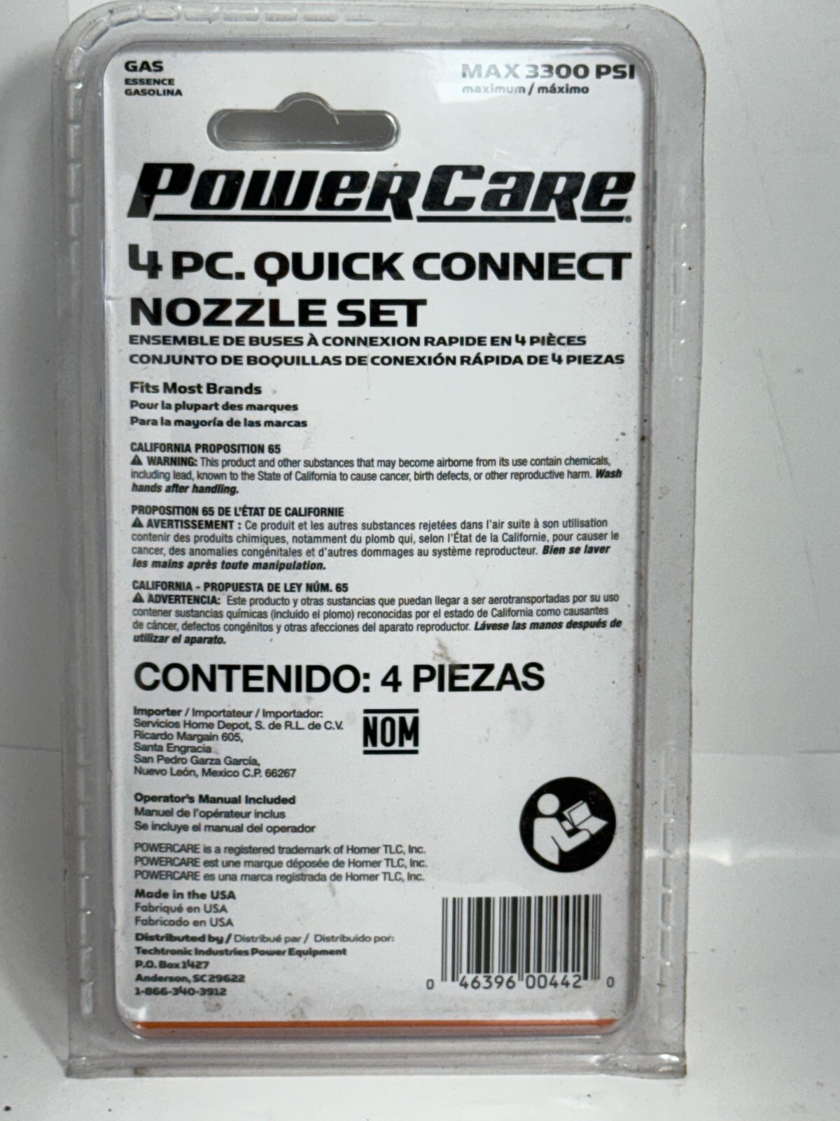 PowerCare 4 Piece Quick Connect Nozzle Set Gas 0º 15º 25º 40º