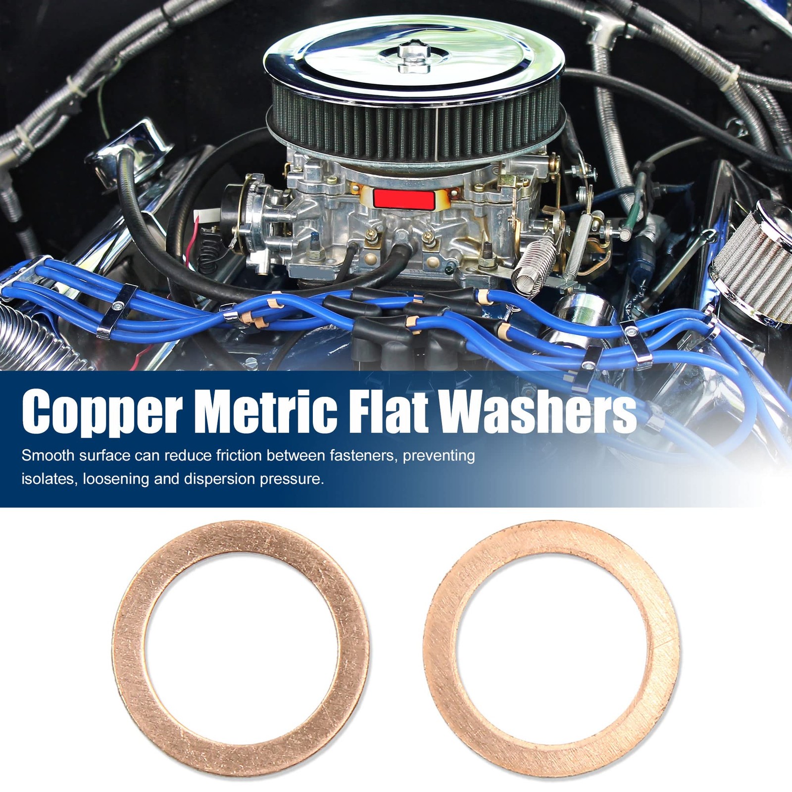 10 PCS M18x24.5mmx1mm Copper Crush Washers, Flat Car Sealing Gaskets, Rings