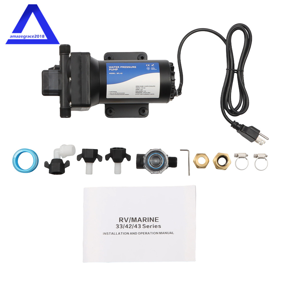 Diaphragm Water Pump 4-chamber Self Priming Pressure Booster Pump 5.5GPM 75PSI