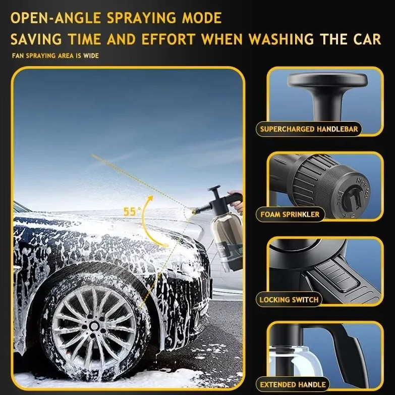 1pc 2L High-Pressure Car Foam Sprayer with Fan Nozzle & Lock – NEW