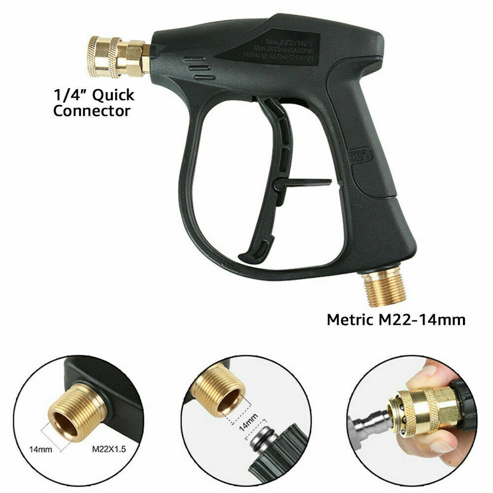 1/4″ High Pressure Washer Gun 4000 PSI Car Wash Foam Spray Short Wand w/5 Nozzle