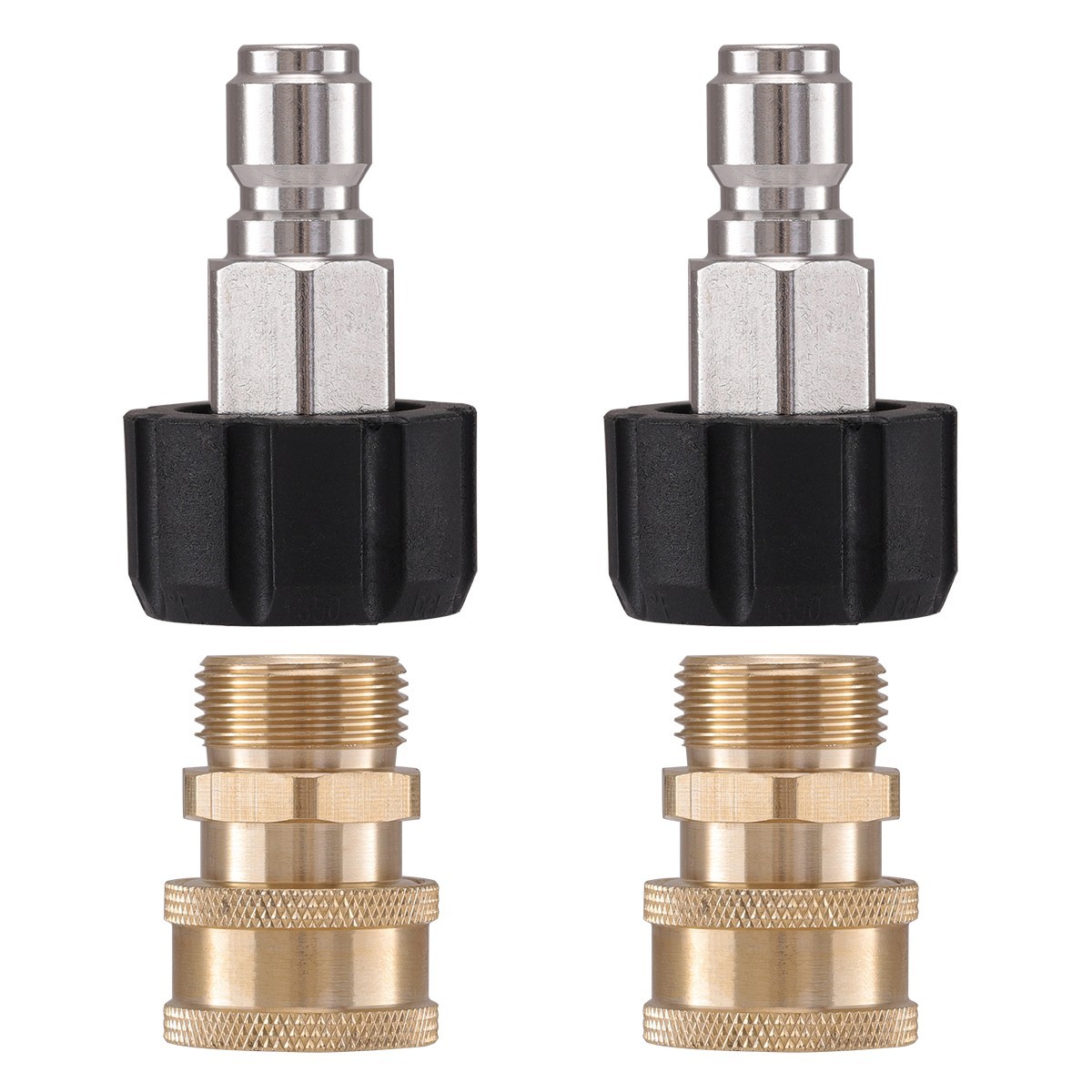 Pressure Washer Quick Connect Kit 4PCS M22 14mm Swivel Fitting 3/8 Brass Coupler