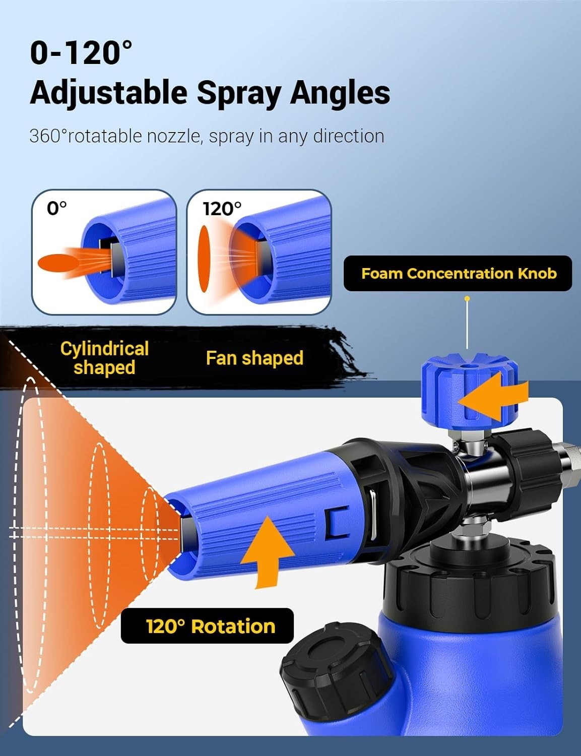 Foam Cannon with Adjustable Nozzle & 1L Capacity for Superior Car Wash