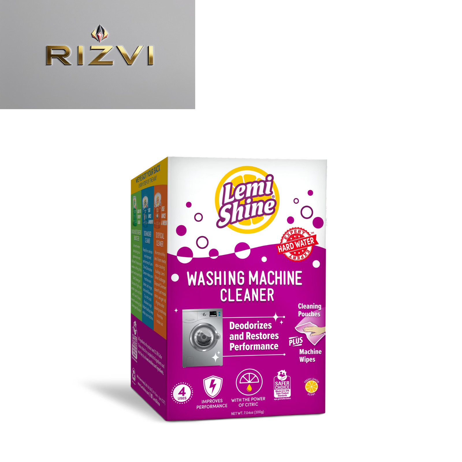 Lemi Shine Washing Machine Cleaner, Removes Build-up and Deodorizes, 4 ct.