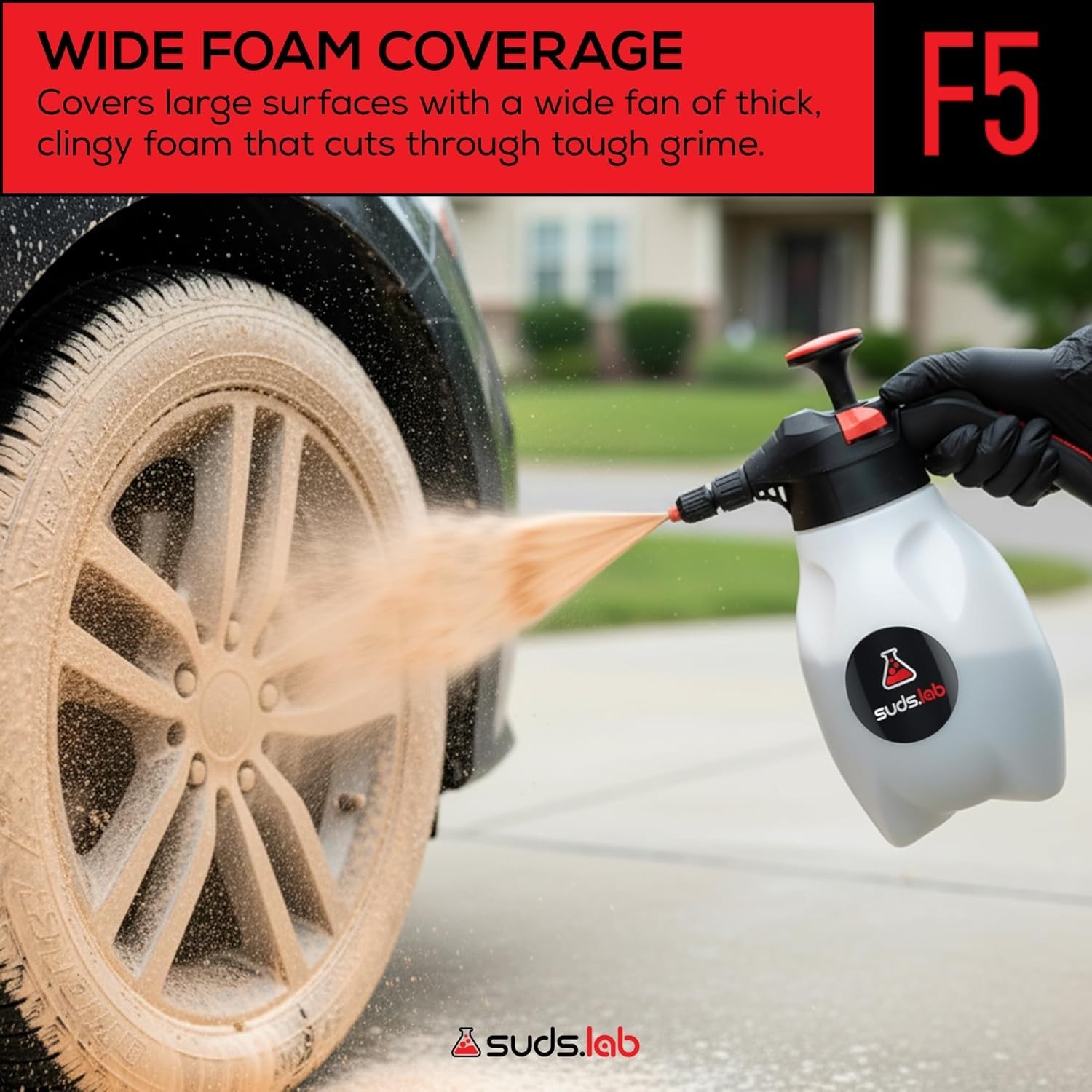 Suds Lab F5 Foam Master – Triple-Action Pump Foam Sprayer with 3 Nozzles, Cor…