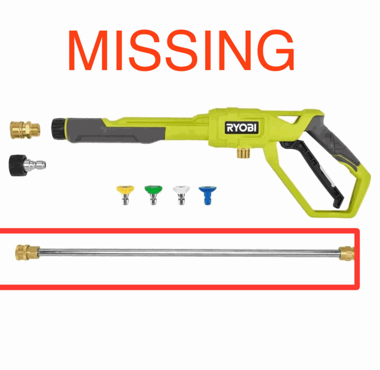 RYOBI Pressure Washer Trigger Handle Kit w/ Quick-Connect Adaptors & Nozzles