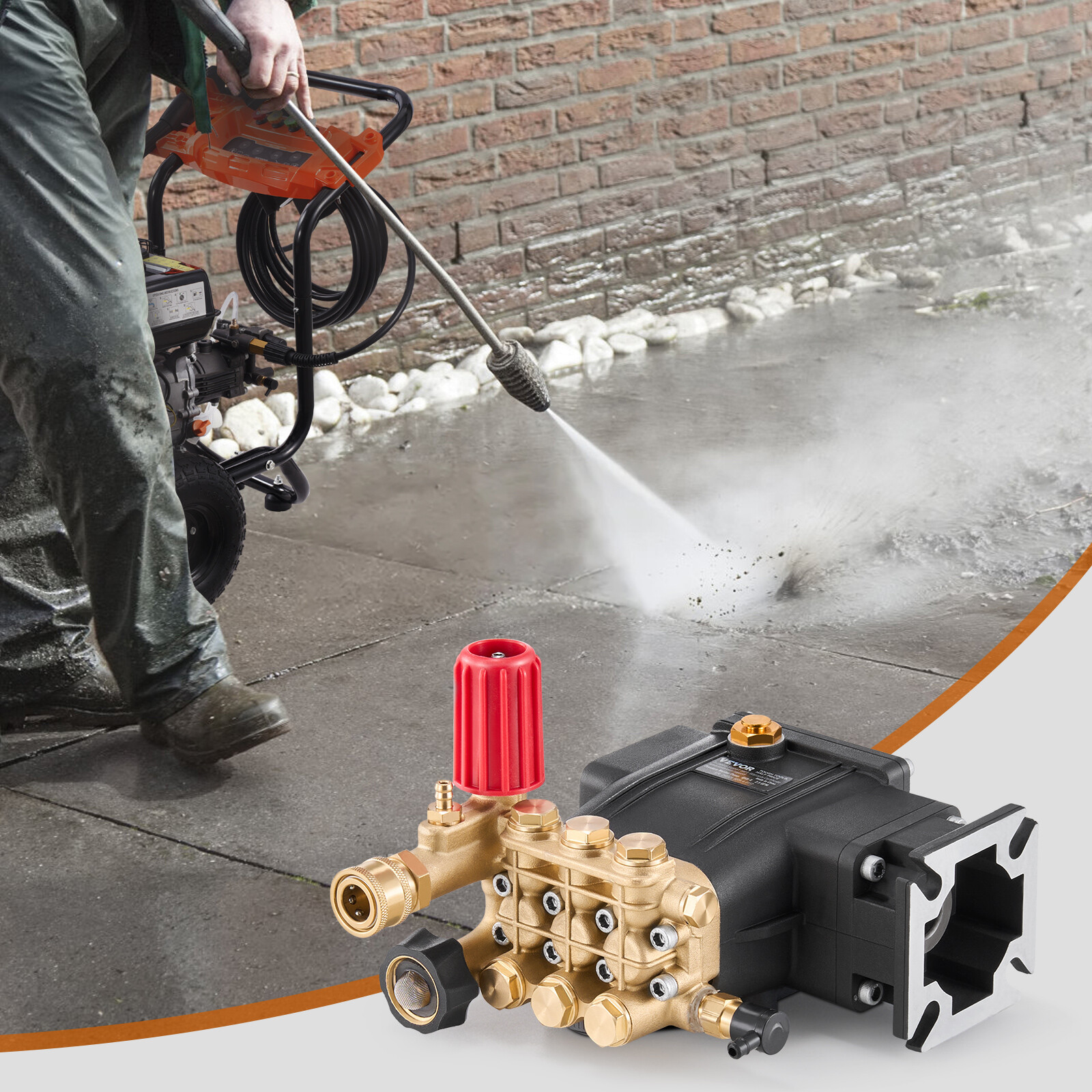 Pressure Washer Pump 3/4″ Shaft Horizontal Triplex Plunger 3300 PSI 2.5GPM