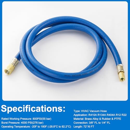 3/8″ Vacuum Refrigerant Hose, High Flow HVAC Vacuum Hose 3/8 FL to 3/8″ to 1/4″