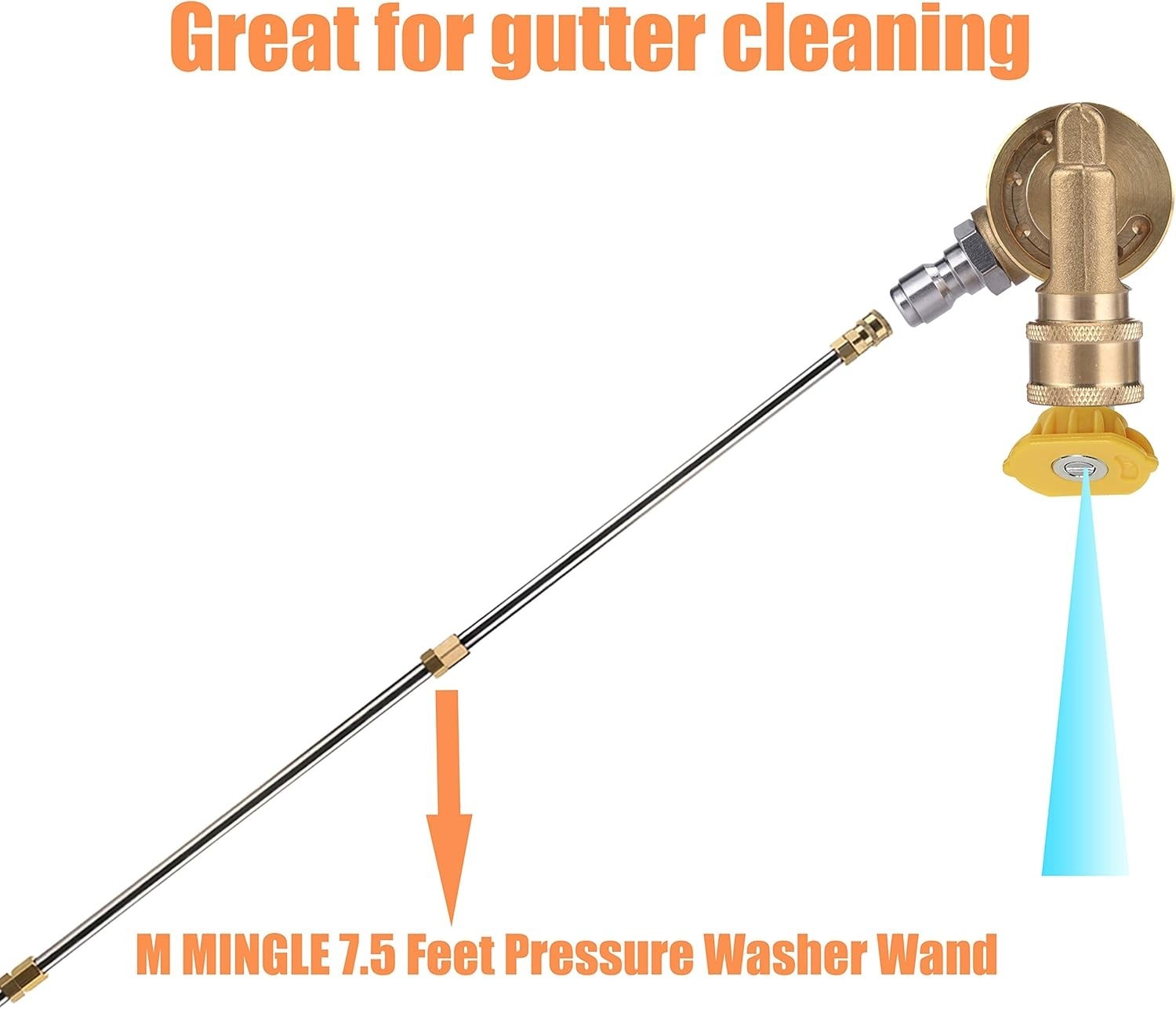 Gutter Cleaner Attachment with 240° Pivot Coupler for Pressure Washers