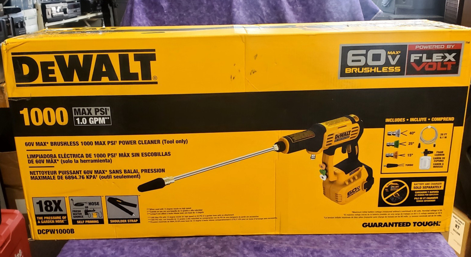 💥NEW SEALED💥DEWALT DCPW1000B 60V FLEXVOLT 1000 PSI CORDLESS PRESSURE WASHER