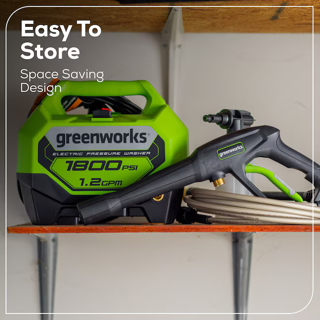 Greenworks 1800-PSI 1.2-GPM Cold Water Electric Pressure washer with 2 Spray Tip