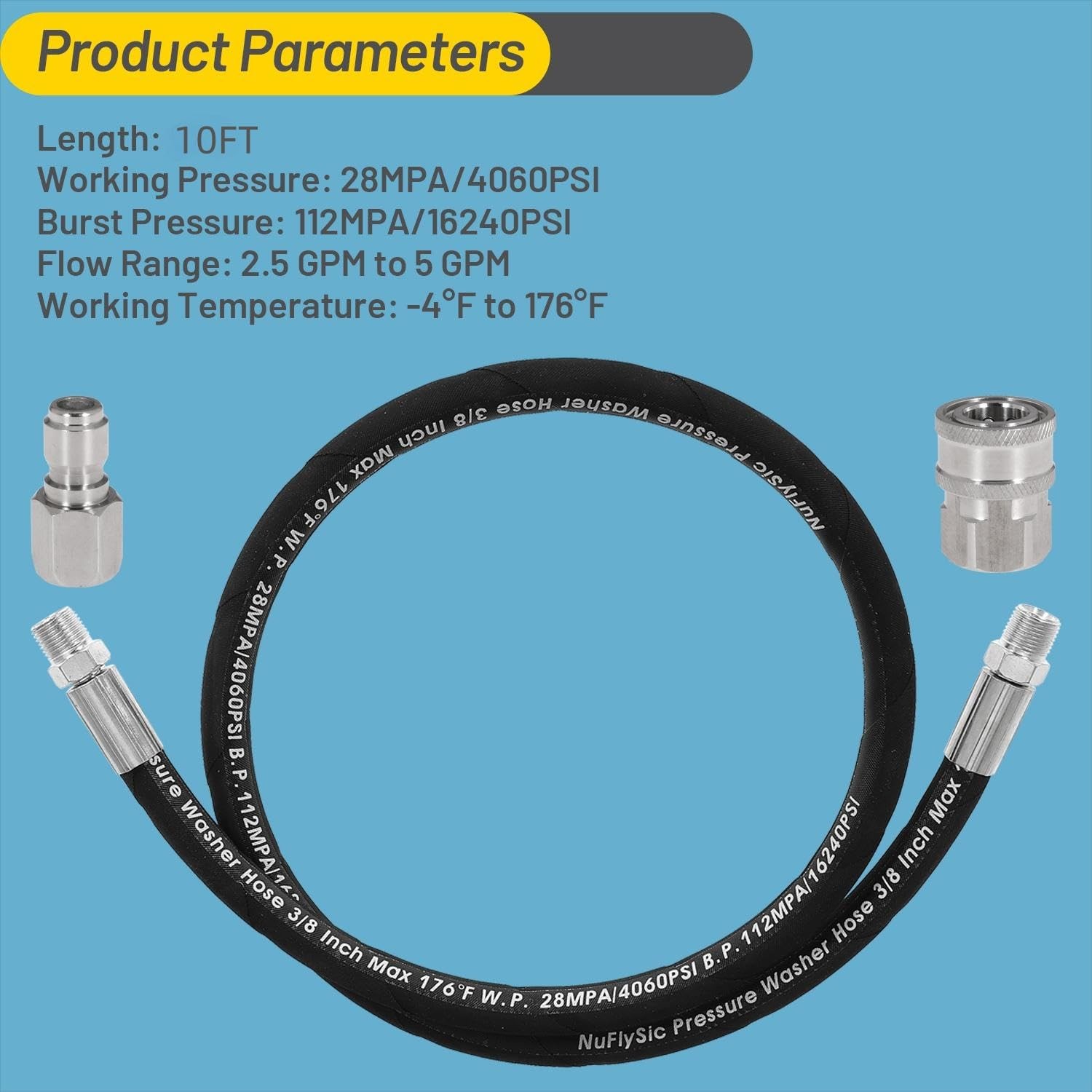 Pressure Washer Hose Power Washer Whip Hose Replacement Jumper Accessory