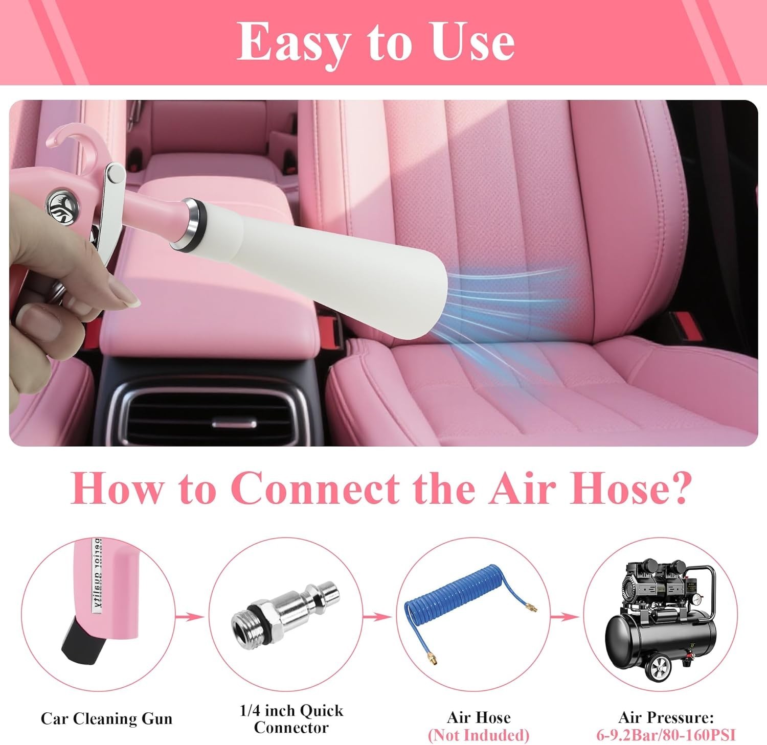 High Pressure Blower Gun for Car, Quickly Blowing Out Dirt and Dust from Surface