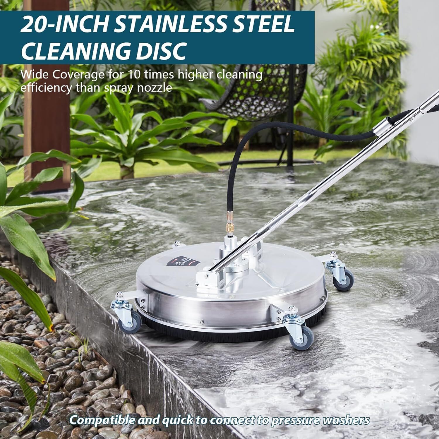 Surface Pressure Washer Stainless Steel Cleaner Attachment for Electric and Gas