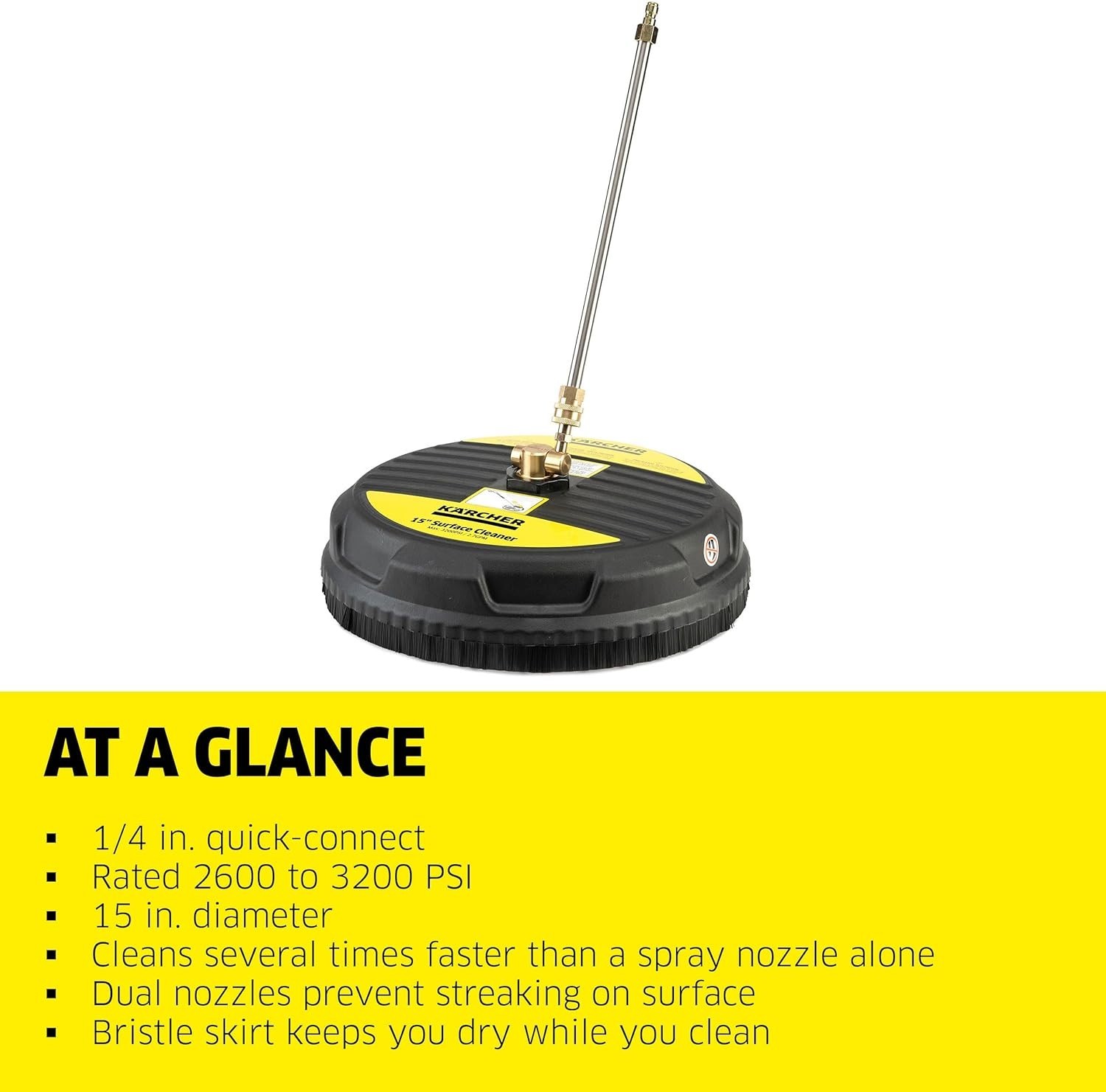 Efficient 15″ Surface Cleaner for Pressure Washers – Quick Connect, Streak-Free
