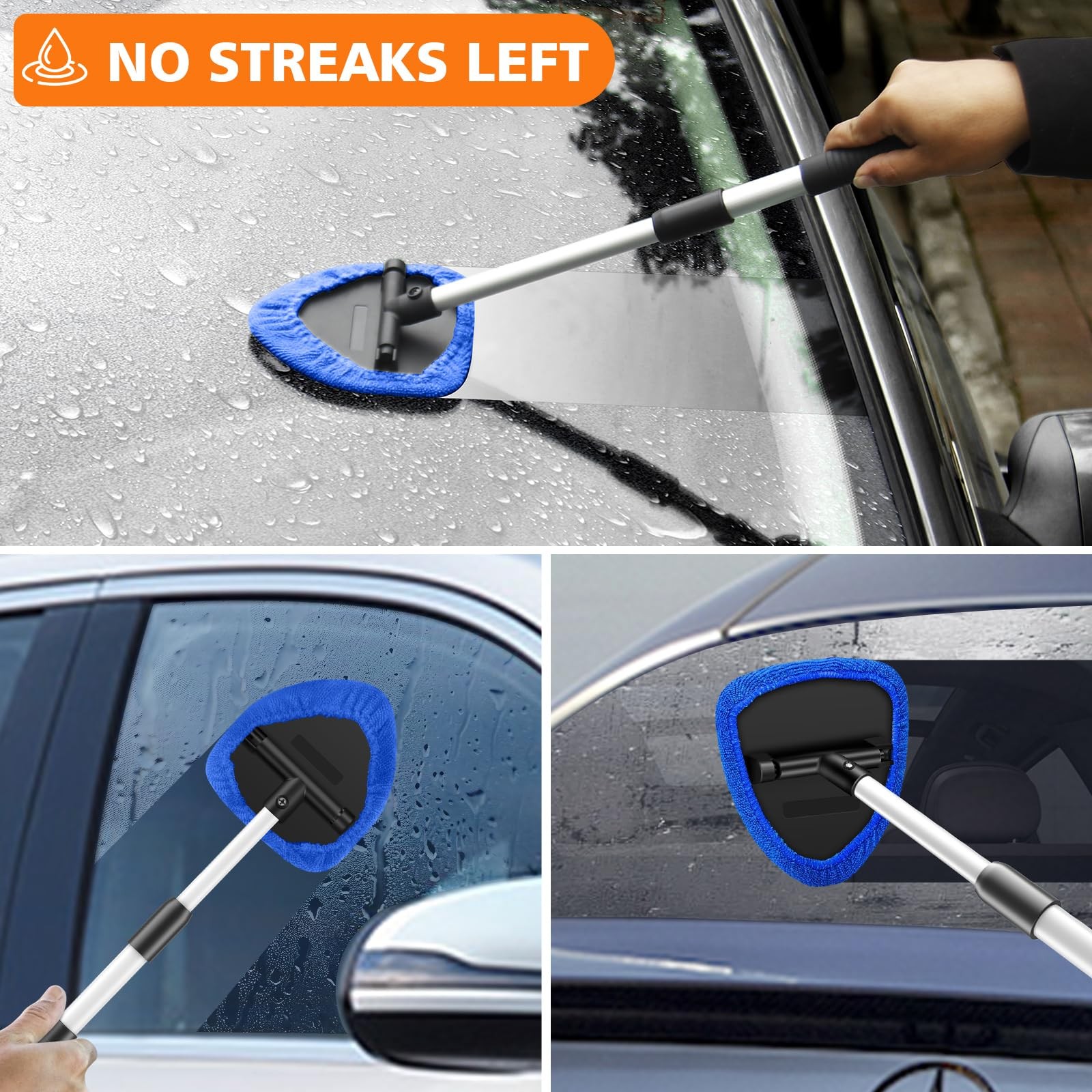 Windshield Cleaner Tool, 12Pcs Car Cleaning Kit, 23-inch Extendable Handle wi…