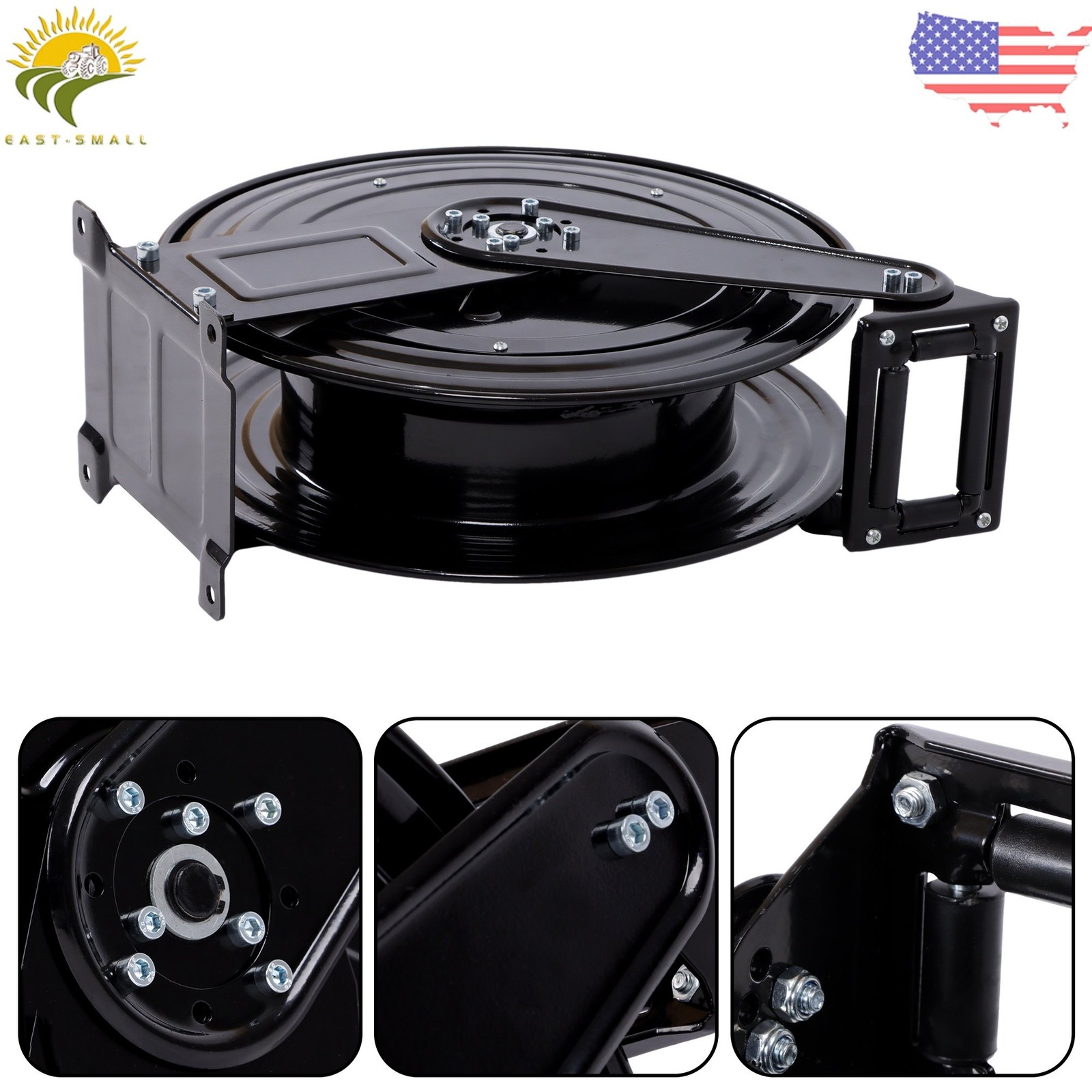 3/8″ X 50 FT High Pressure Washer Hose Reel for Water/Air/Oil Auto-Retractable