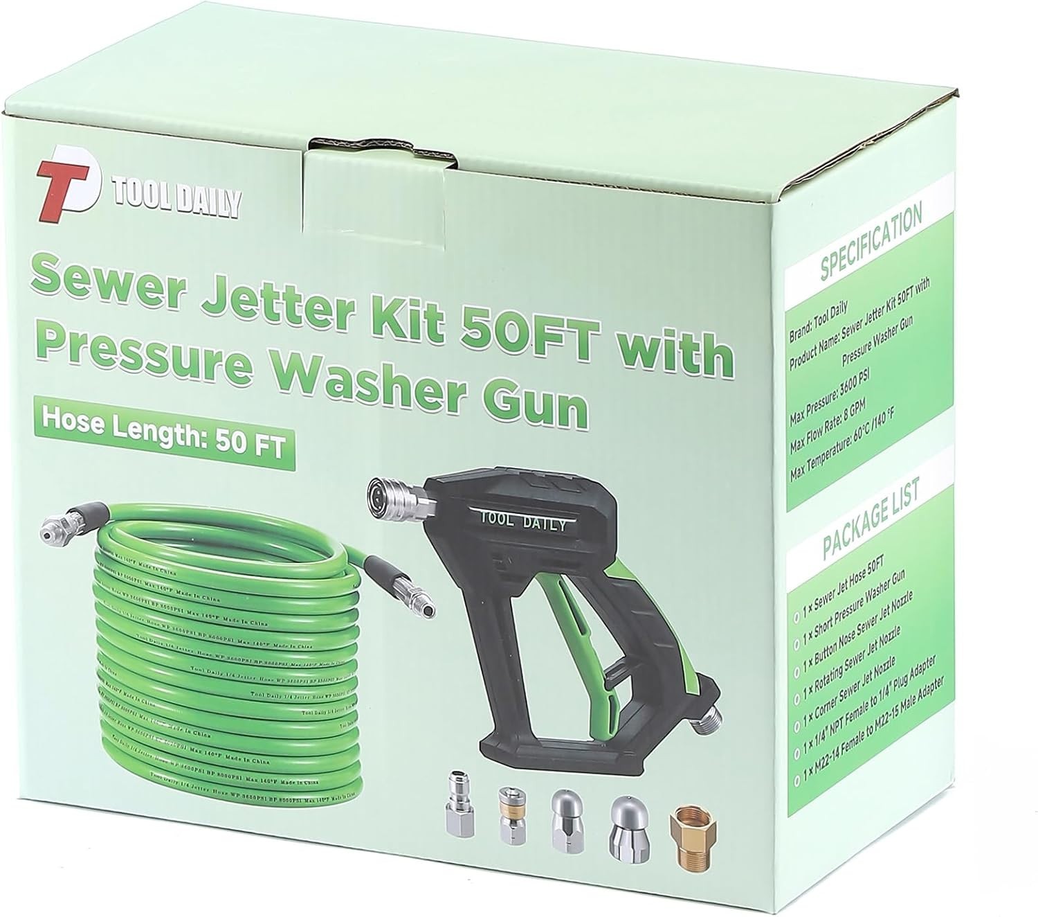 50 FT Sewer Jetter Kit for Pressure Washer: Efficient Drain Cleaning Solutions