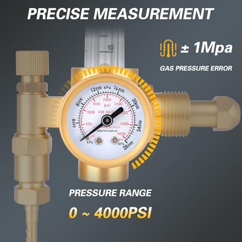 Argon CO2 Regulator with CGA-580 Inlet, 0-4000 PSI Gas Pressure Regulator for