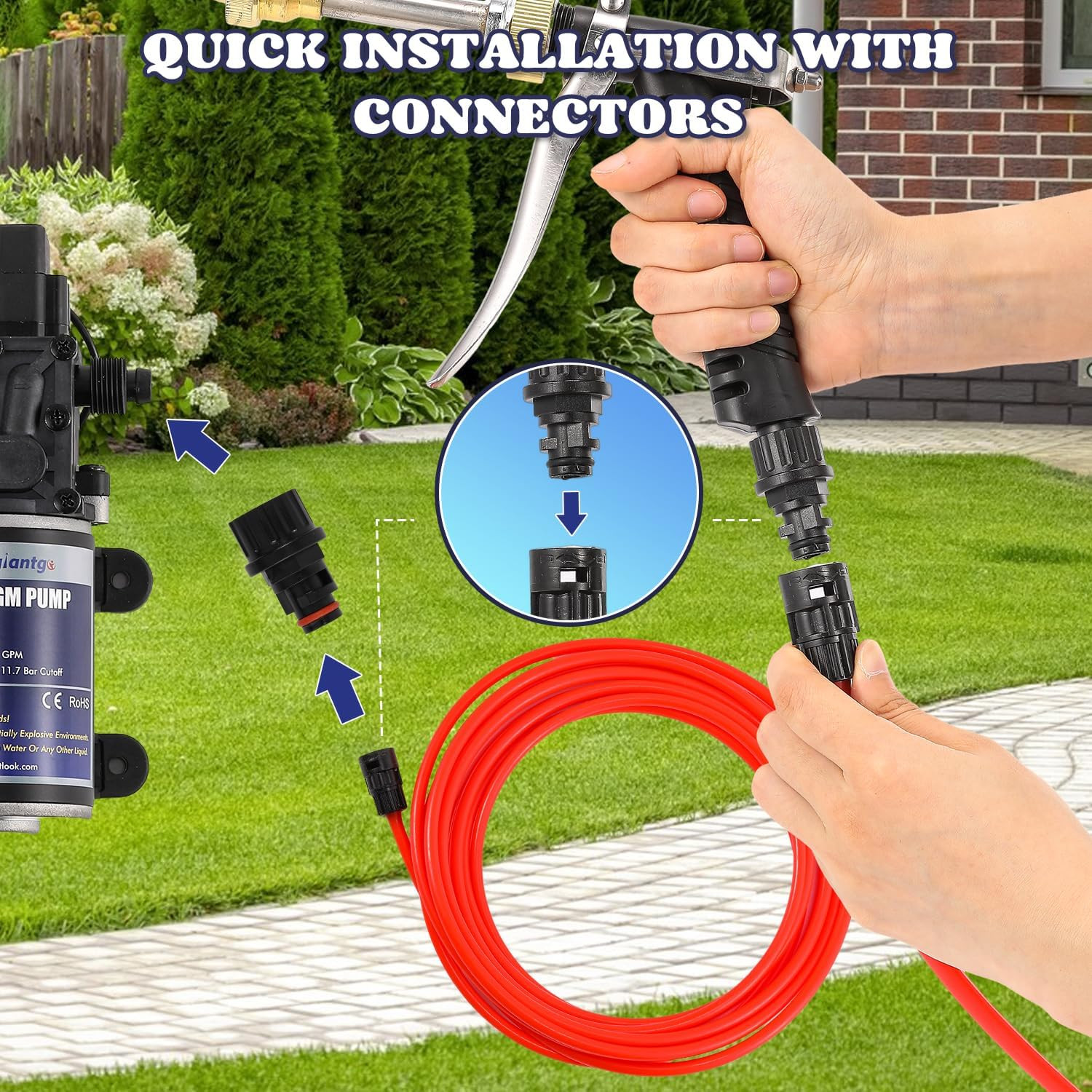 Moongiantgo Car Washer Pump Kit, 12V 170PSI 1.85GPM Boat Washdown Deck Wash Pump