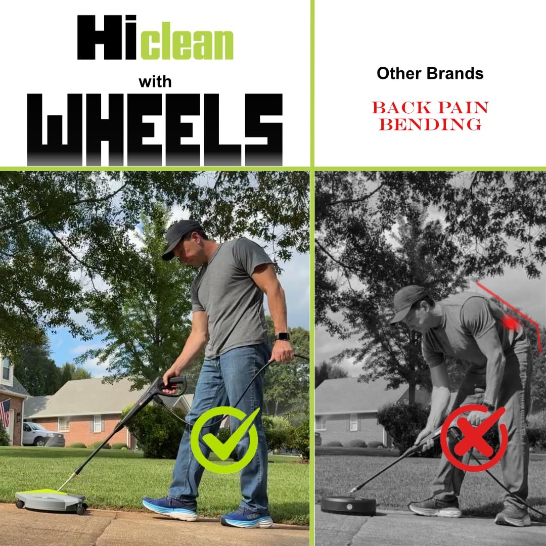 Hiclean 12″ Electric Pressure Washer Surface Cleaner with Wheels 3200 PSI Max…