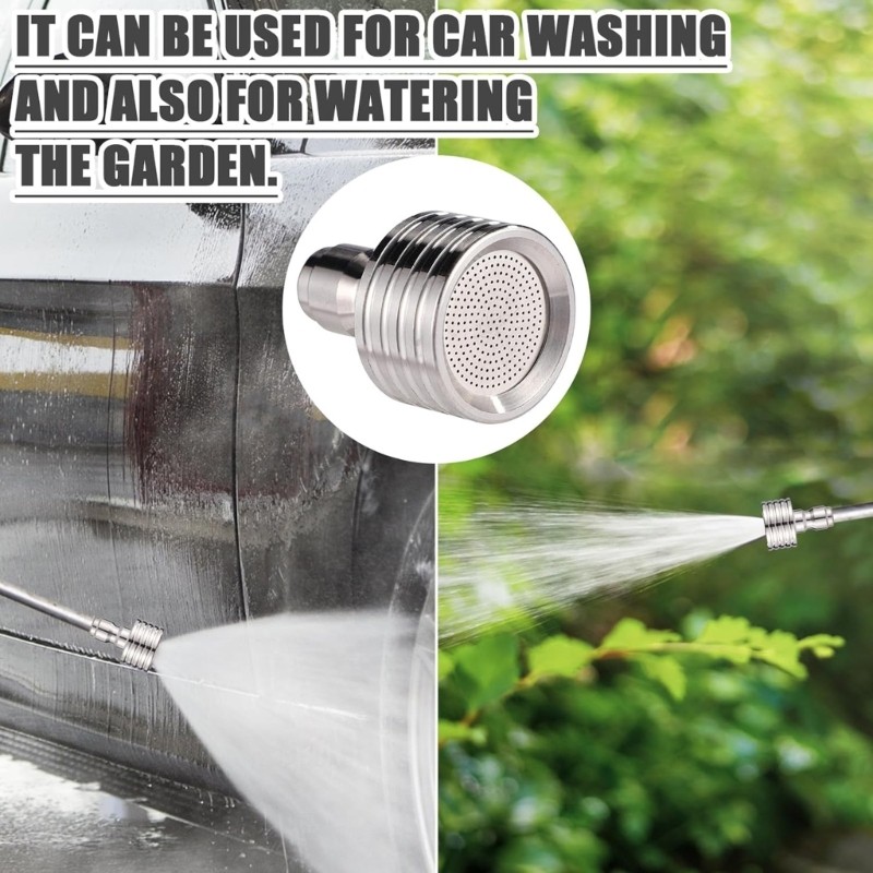 2Pcs Stainless Steel Shower 1/4inch Quick Connection Wash Car Garden Cleaning