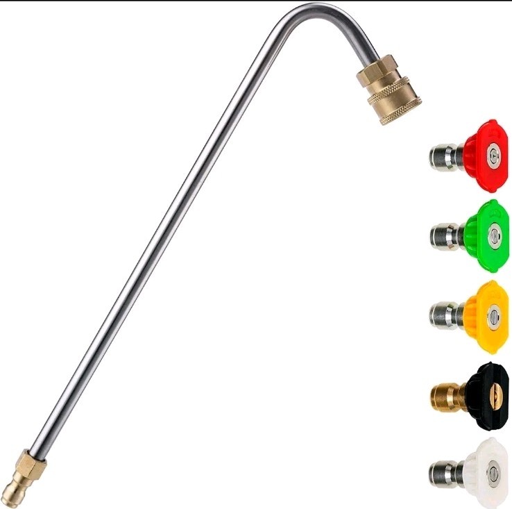 M MINGLE Stainless Steel Pressure Washer Gutter Cleaner Attachment, Angled Exten